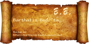 Barthalis Beáta névjegykártya